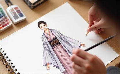 Sketch or illustration representing bespoke kimono design